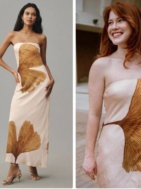 Anthropologie Fleur Strapless Satin Maxi Slip Dress from Anthropologie